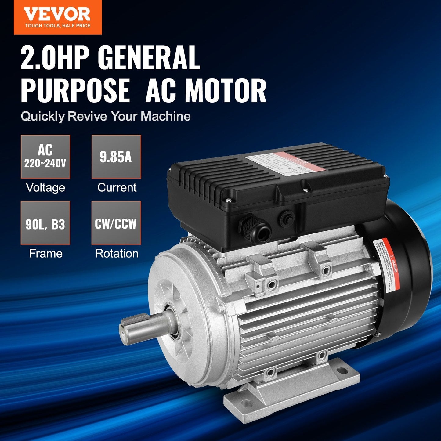 1.5KW AC Motor, 1400 RPM, 220-240V, B3 Frame for Air Compressors