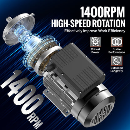 VEVOR 1.5KW Electric Motor 1400 rpm, AC 220~240V 9.85A, 90L, B3 Frame, Air Compressor
