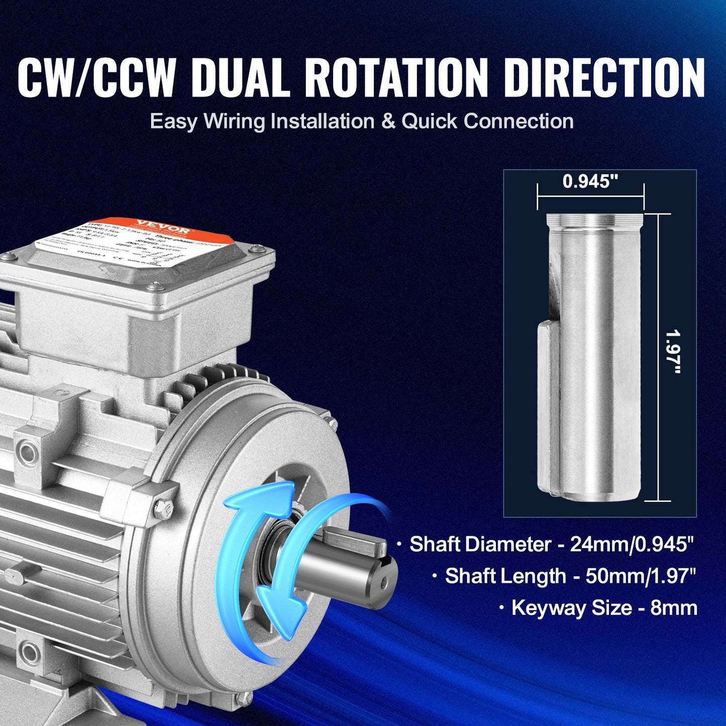 VEVOR 2.2KW Electric Motor 2890 rpm, AC 400V 4.7A, 90L, B3 Frame, Air Compressor