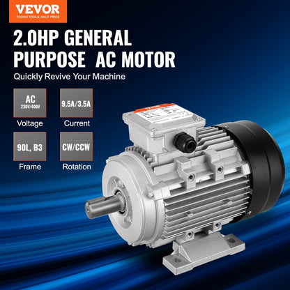 1.5KW 3-Phase AC Motor, 3000 RPM, 230/400V, 11.3 kg, Dual Rotation