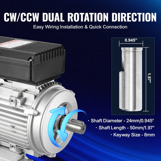 1.1kW Electric Motor 2800 RPM, 90S B3 Frame, Dual Rotation for Equipment