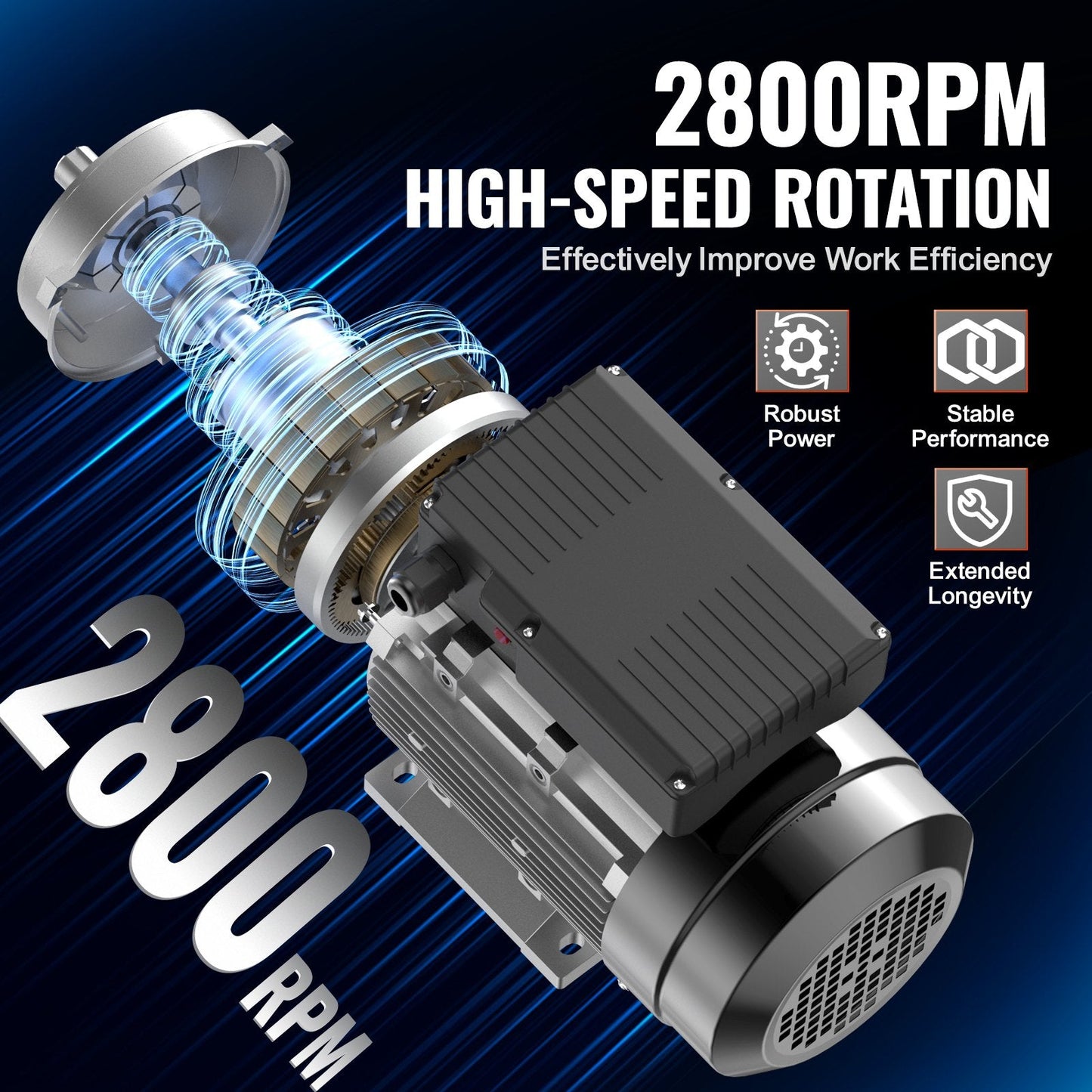1.1KW AC Motor 2800 RPM, 220-240V, B34 Frame, Dual Rotation for Equipment