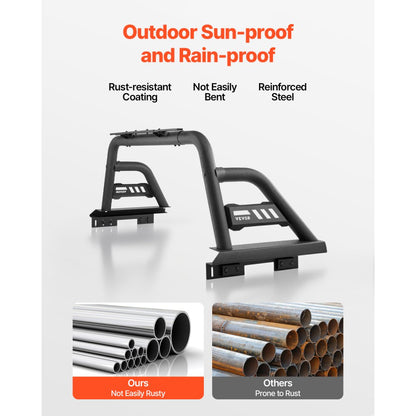 VEVOR Truck Bed Roll Bar Universal Chase Rack for Mid-Size Pickup Carbon Steel