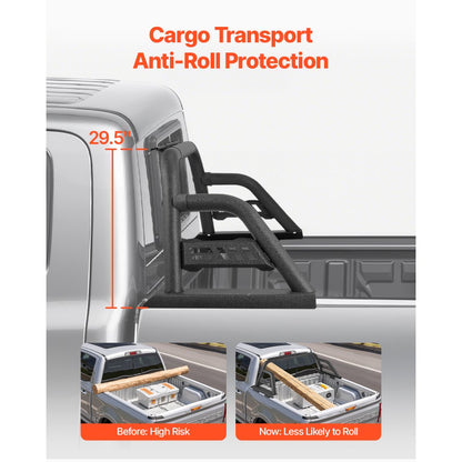 VEVOR Truck Bed Roll Bar Universal Chase Rack for Mid-Size Pickup Carbon Steel