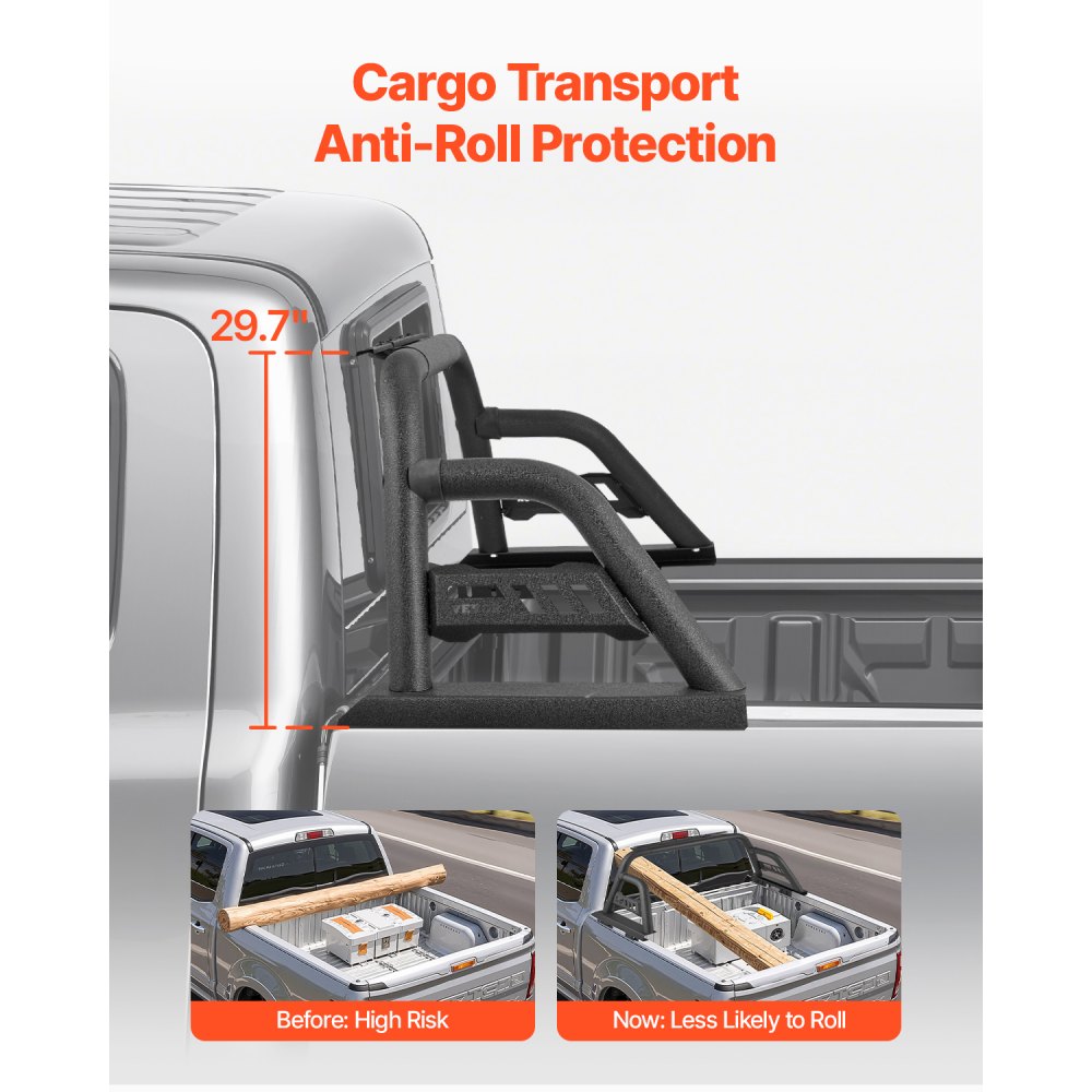 VEVOR Truck Bed Roll Bar Universal Chase Rack for Full-Size Pickup Carbon Steel