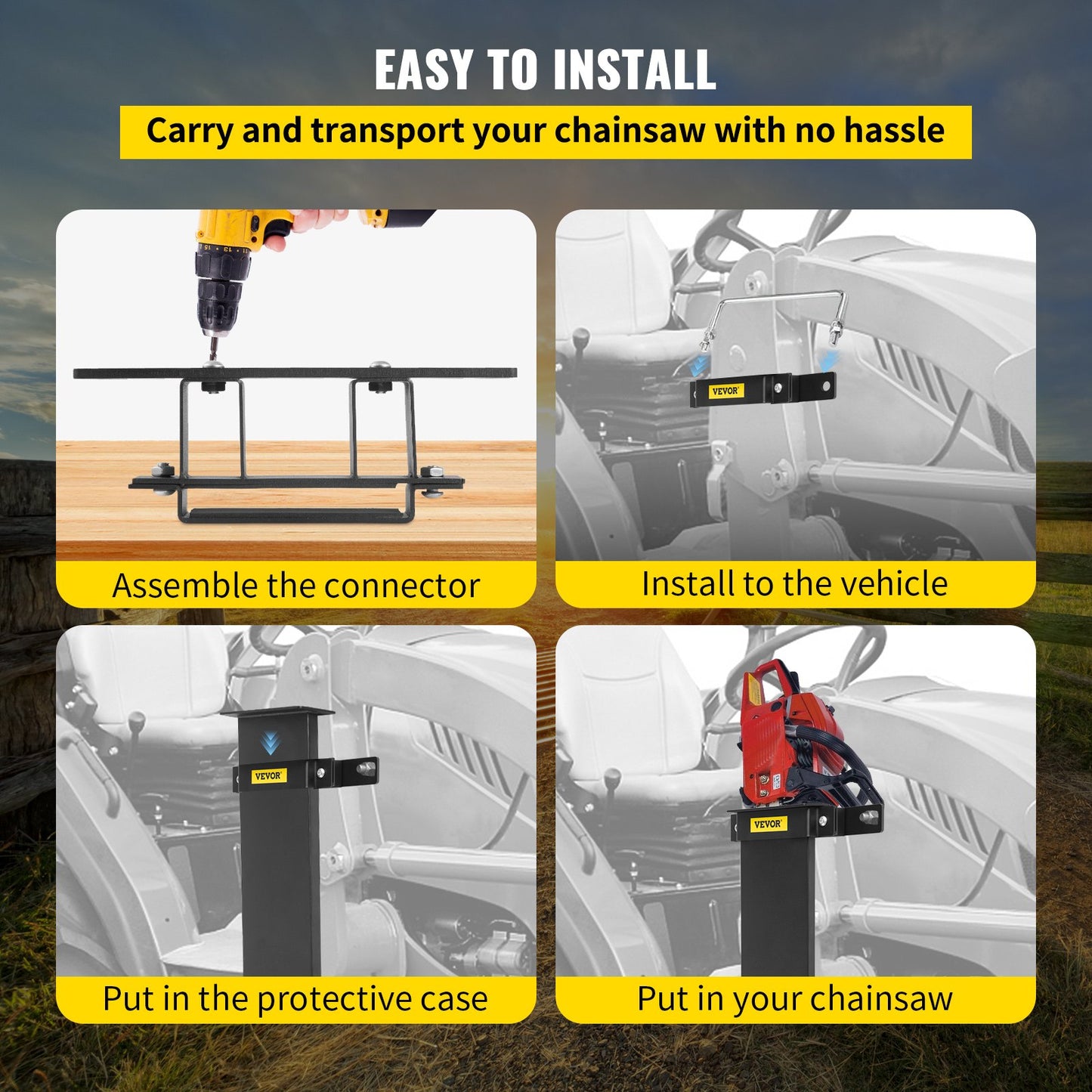 VEVOR Chainsaw Holder, 21.5\" x 5.1\" Powder Coated SPCC Steel, Tool Mount Accessories