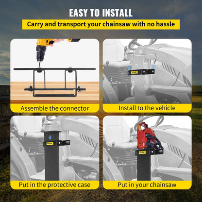 Universal Chainsaw Carrier Kit, Powder Coated Steel, Fits Tractors & ATVs