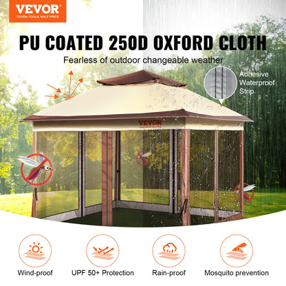 VEVOR Patio Gazebo, Pop up Gazebo for 8-10 Person, with Mosquito Netting, Metal
