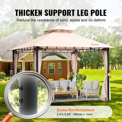 Outdoor Gazebo for 6-8 People, 3.05 x 3.05 m with Mosquito Netting