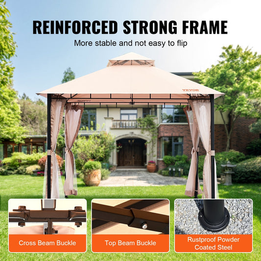 Outdoor Gazebo for 6-8 People, 3.05 x 3.05 m with Mosquito Netting