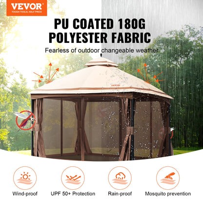 VEVOR Patio Gazebo for 10-12 Person, 3.05 x 3.96 m Backyard Gazebo, with Mosquito
