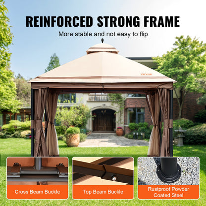 VEVOR Patio Gazebo for 10-12 Person, 3.05 x 3.96 m Backyard Gazebo, with Mosquito