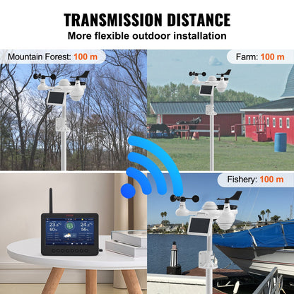 7-in-1 Wi-Fi Weather Station with 178mm Display & Wireless Outdoor Sensor