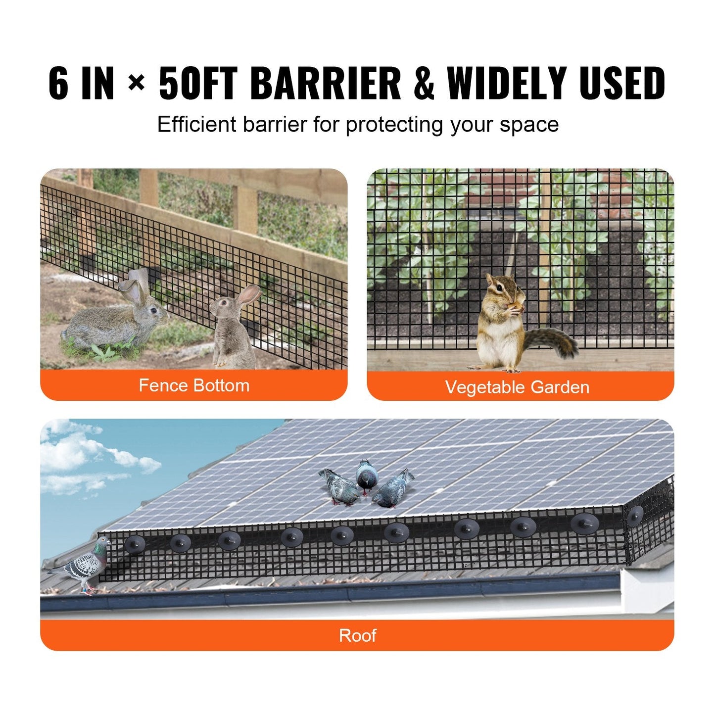 Solar Panel Critter Guard Kit, 0.15m x 15m Roll with 50 Fasteners, PVC Coated