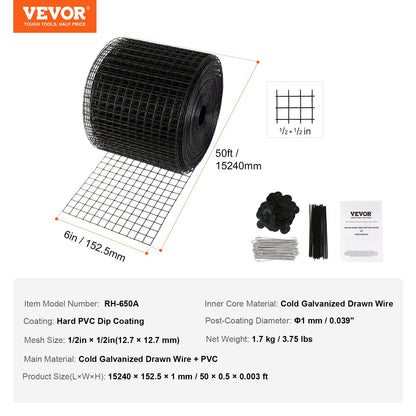 VEVOR 6 inch x 50ft Solar Panel Bird Guard, Critter Guard Roll Kit with 50pcs Stainless