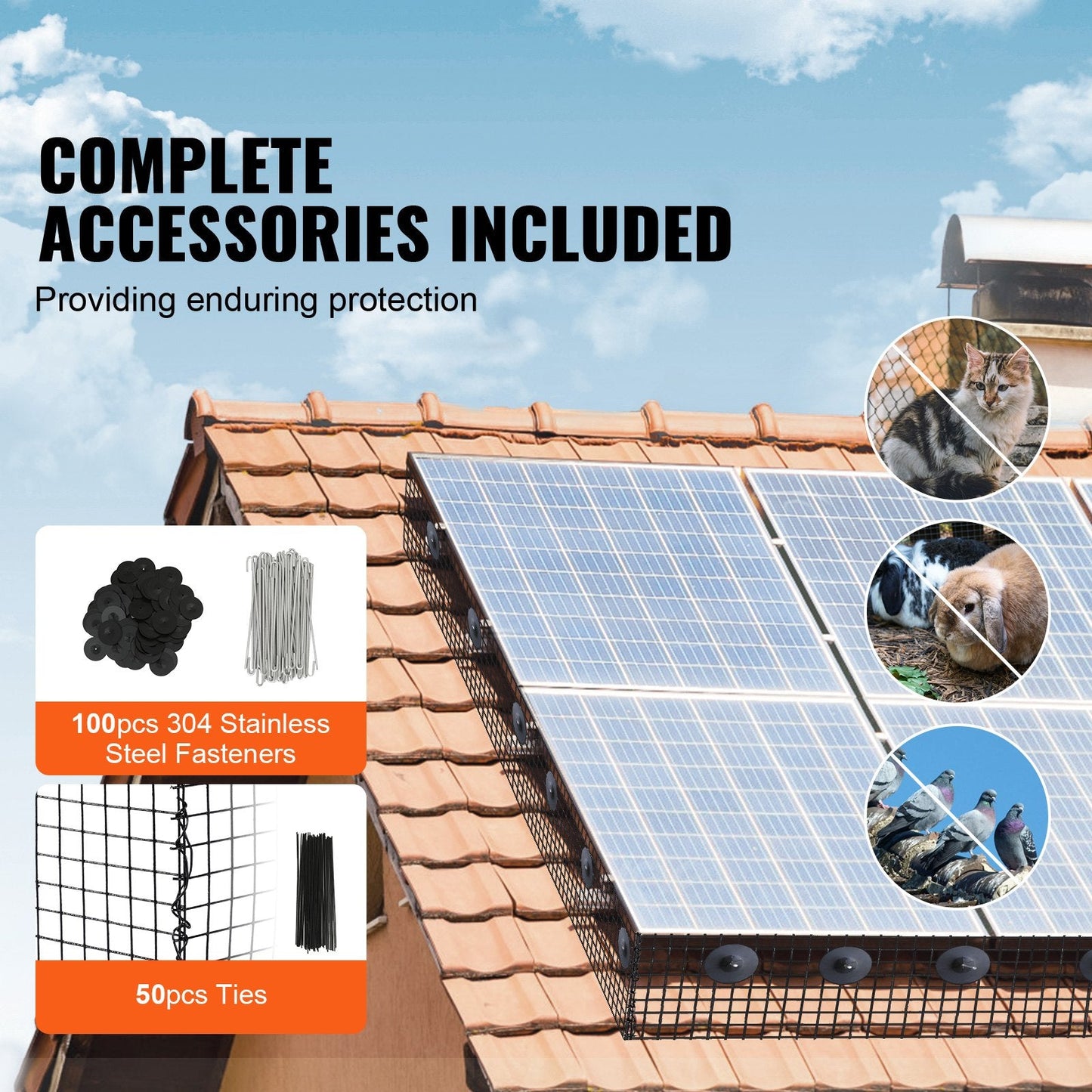 Solar Panel Bird & Critter Guard Kit, 0.2m x 30.5m with 100 Fasteners