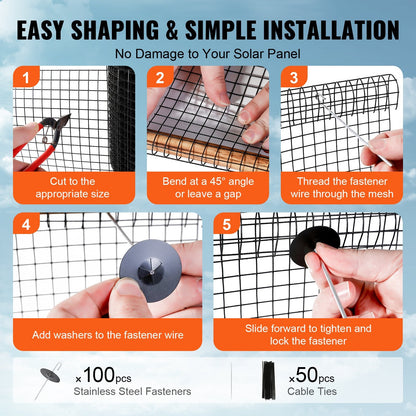 Solar Panel Bird & Critter Guard Kit, 0.2m x 30.5m with 100 Fasteners