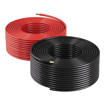 Solar Panel Wire, 30.48 m Black + Red Kit, 10 AWG (6 mm²) Solar Panel Extension Cable, PV Tinned Copper Wire, for Outdoor Home Off-Grid Photovoltaic Systems Automotive RV Boat Marine, IP67