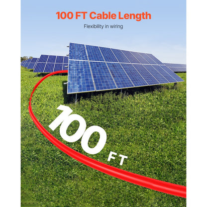 VEVOR 100FT Solar Panel Extension Wire Female & Male Connectors 10AWG Set of 2