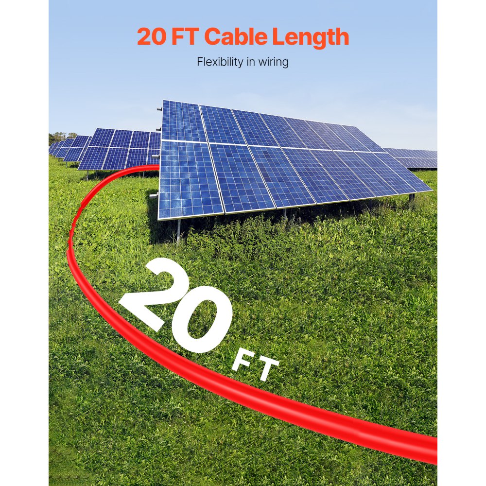 VEVOR 20FT Solar Panel Extension Wire w/ Female & Male Connectors 10AWG Set of 2