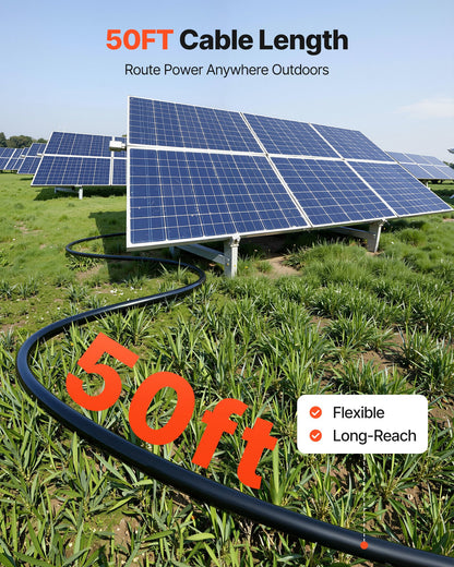 Solar Panel Wire, 15.24 m Black + Red Kit, 10 AWG (6 mm²) Solar Panel Extension Cable, PV Tinned Copper Wire, for Outdoor Home Off-Grid Photovoltaic Systems Automotive RV Boat Marine, IP67