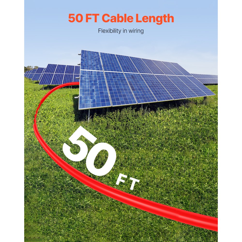 VEVOR 50FT Solar Panel Extension Wire w/ Female & Male Connectors 10AWG Set of 2