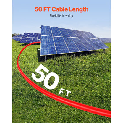 VEVOR 50FT Solar Panel Extension Wire w/ Female & Male Connectors 10AWG Set of 2