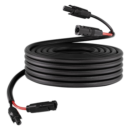 9.14 m Solar Panel Extension Cable, 10 AWG, Solar Panel Wire with Flame Retardant Protective Sleeving, Female and Male Connectors, IP67 Waterproof PV Wire, for Outdoor Automotive RV, Black & Red