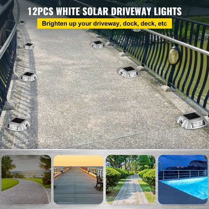 VEVOR Driveway Lights 12-Pack Solar Driveway Lights Bright White with Screws Solar
