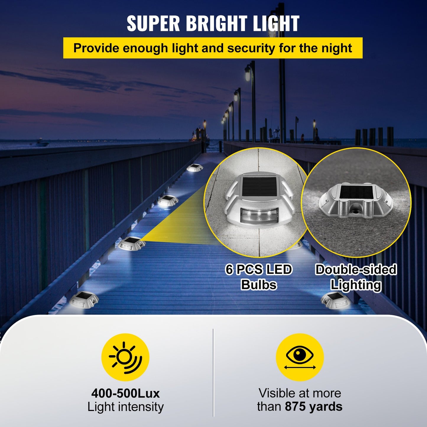 VEVOR Driveway Lights 12-Pack Solar Driveway Lights Bright White with Screws Solar