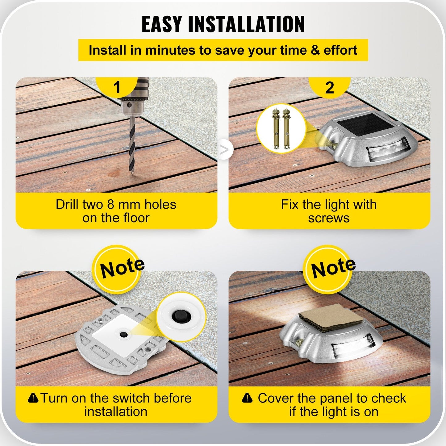 12-Pack Solar LED Driveway Lights, Waterproof and Wireless, 800 m Visibility