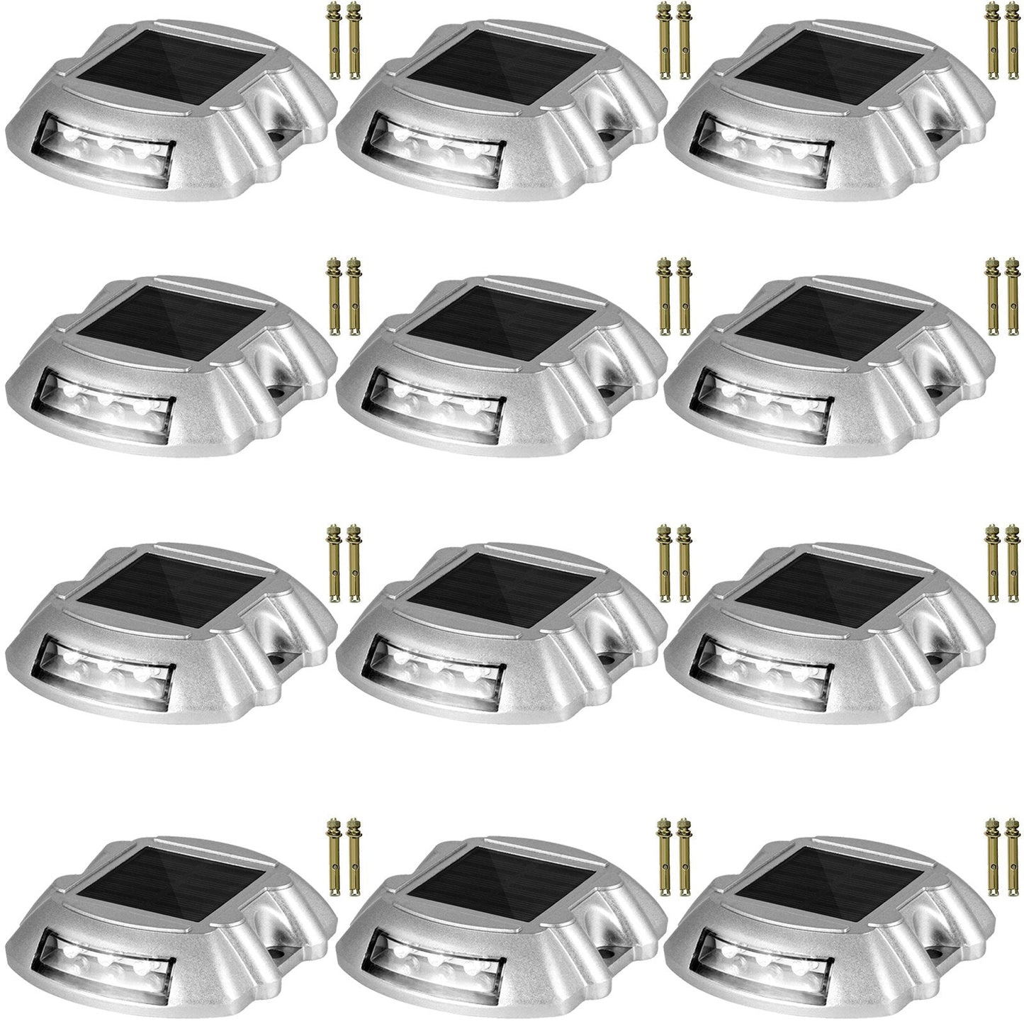 12-Pack Solar LED Driveway Lights, Waterproof and Wireless, 800 m Visibility