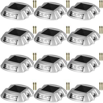 12-Pack Solar LED Driveway Lights, Waterproof and Wireless, 800 m Visibility