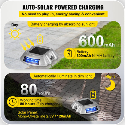 VEVOR Driveway Lights 16-Pack, Solar Driveway Lights with Switch Button, Solar Deck