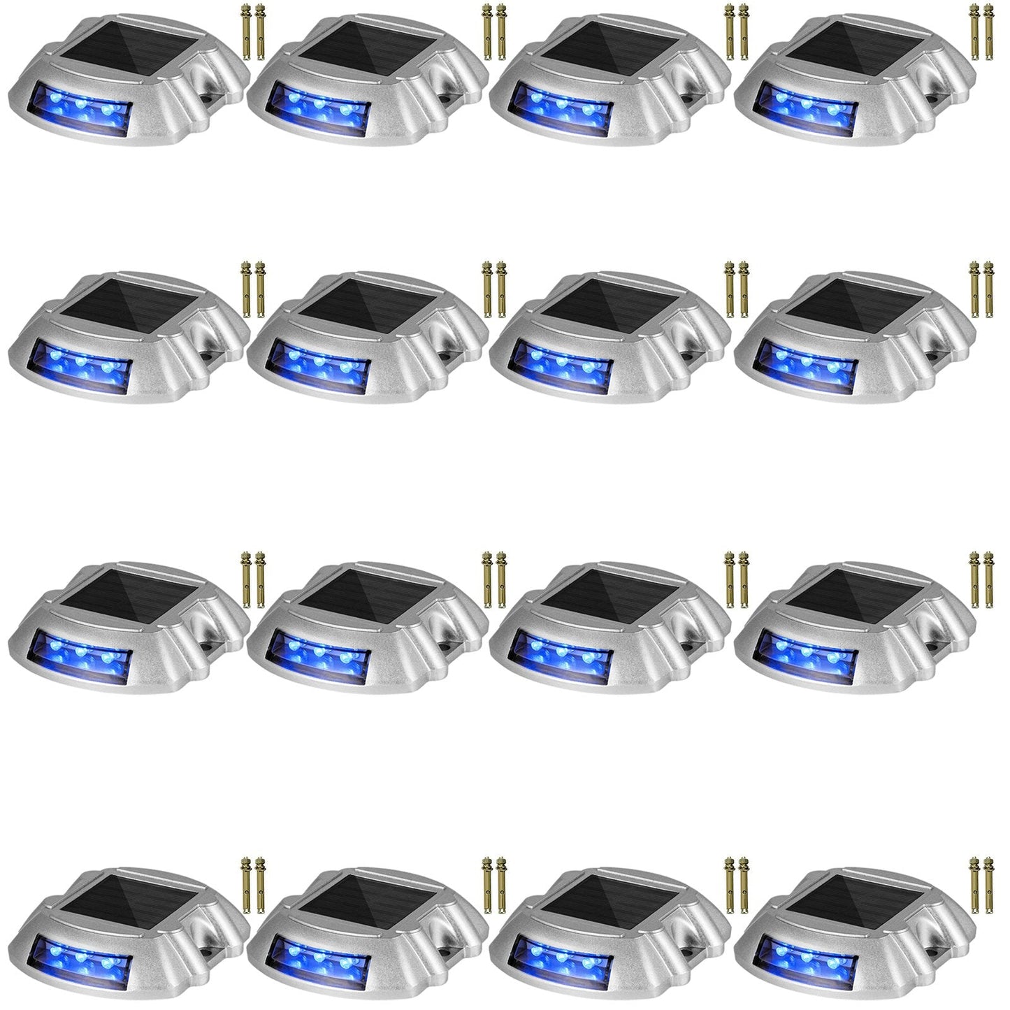 Solar-Powered Driveway Lights, 16-Pack, 800m Range, Waterproof, Blue LED