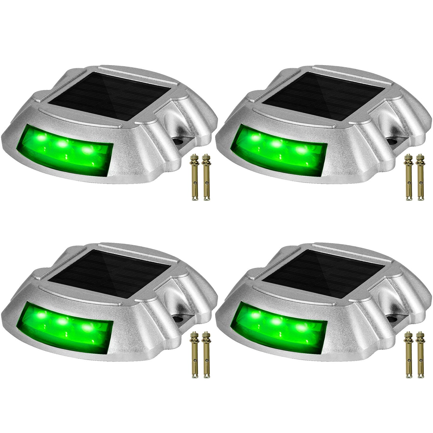 VEVOR Solar Driveway Lights 4-Pack LED Pathway Lights Dock Path Step Road Green