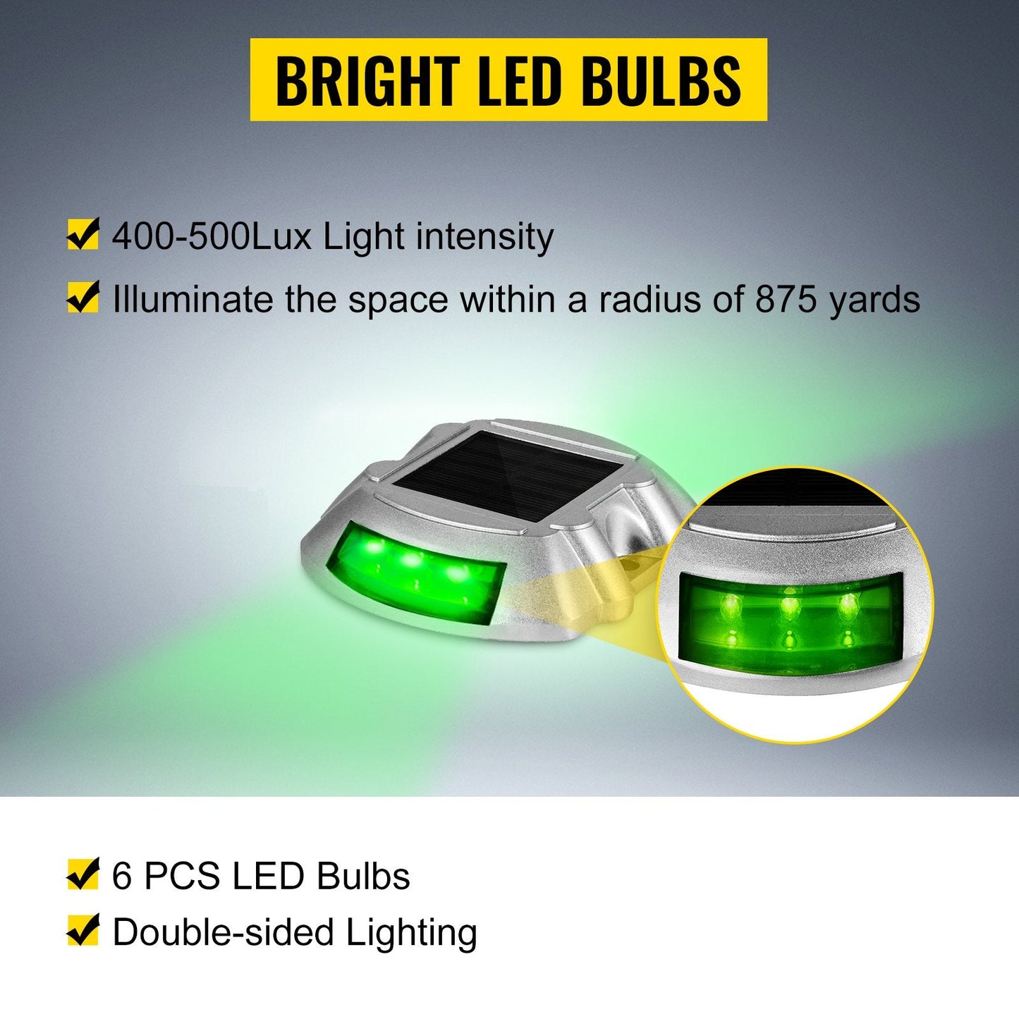 Solar LED Pathway Lights 4-Pack, IP68 Waterproof, 45-Ton Load, Green