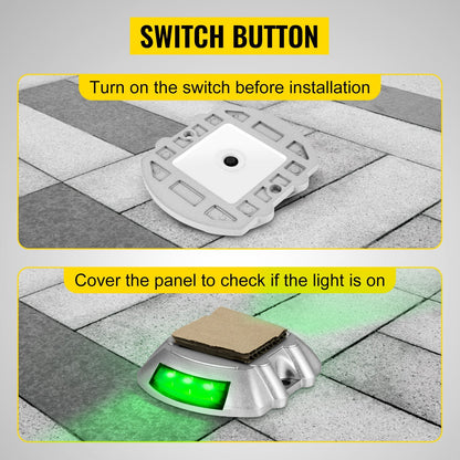Solar LED Pathway Lights 4-Pack, IP68 Waterproof, 45-Ton Load, Green
