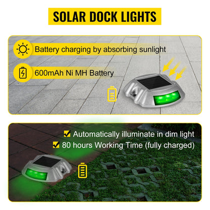 Solar LED Road Markers - Green, 8-Pack, for Garden Pathway, 800m Range