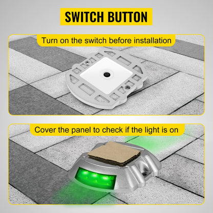 VEVOR 8-Pack Solar Driveway Light LED Road Markers Green for Garden Pathway