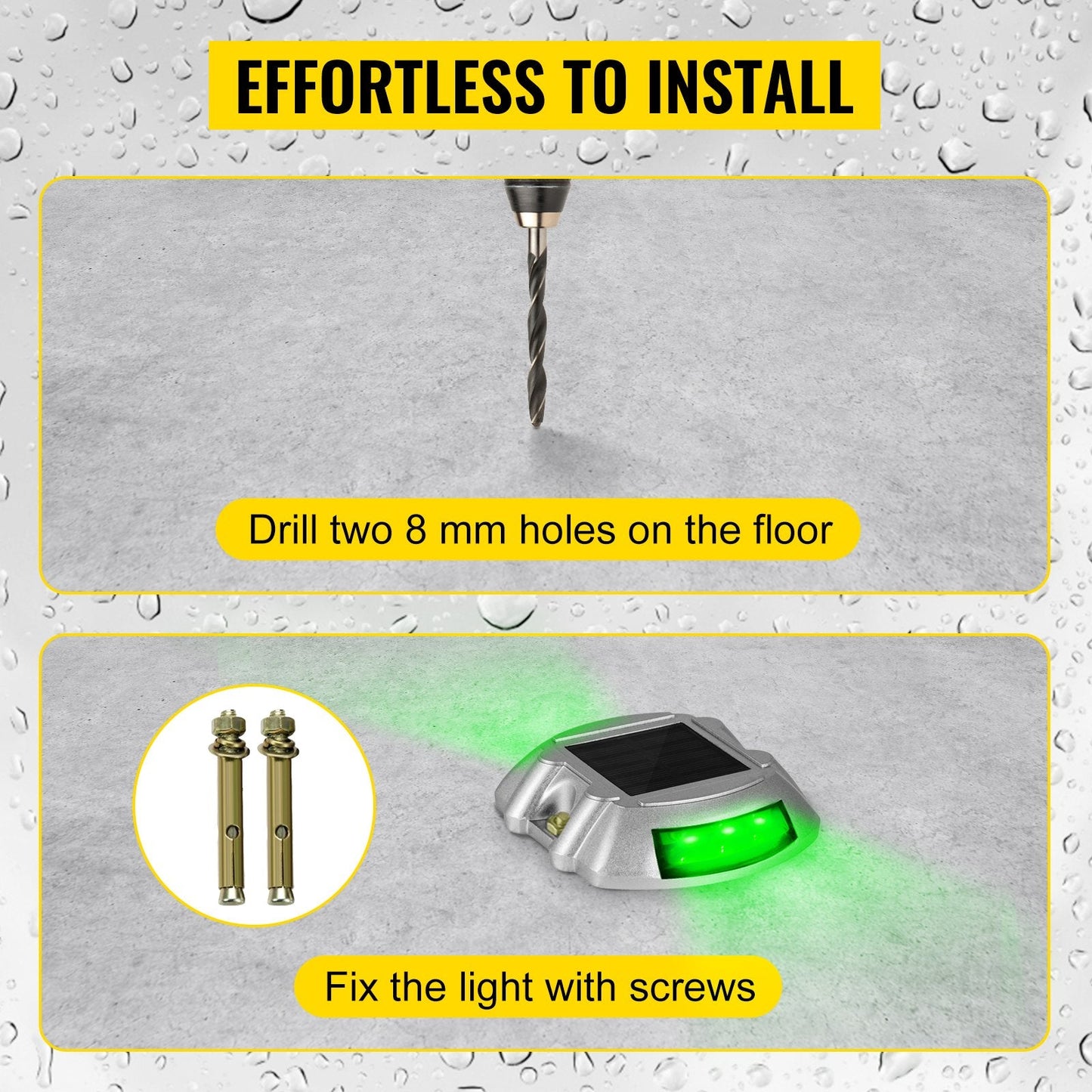 Solar LED Road Markers - Green, 8-Pack, for Garden Pathway, 800m Range