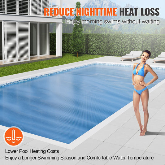Rectangular Solar Pool Cover, 9.75 x 4.87 m, 16 mil, Heat Retaining Blanket