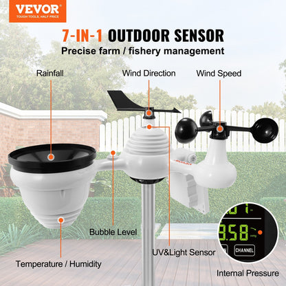 7-in-1 Wi-Fi Weather Station with Solar Sensor & 19cm Color Display