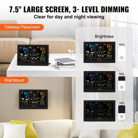 7-in-1 Wireless Weather Station with Large Display and Multi-Weather Sensors