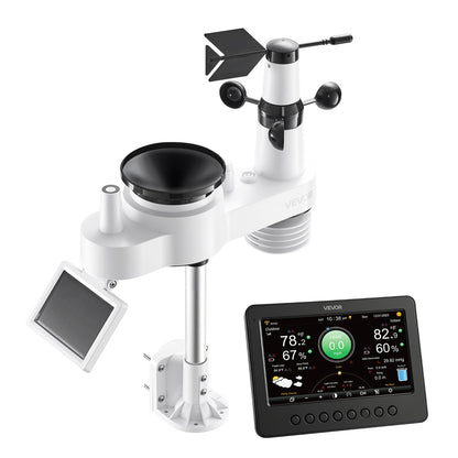 7-in-1 Wi-Fi Weather Station, 177.8 mm TFT Display, Wireless Solar Powered Outdoor Sensor, Rain Gauge, Indoor Outdoor for Weather Forecast, Wind Speed Direction, Temperature, Humidity, Rainfall
