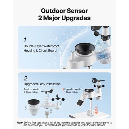 7-in-1 Wireless Weather Station 190.5 mm Display Indoor Outdoor Sensor