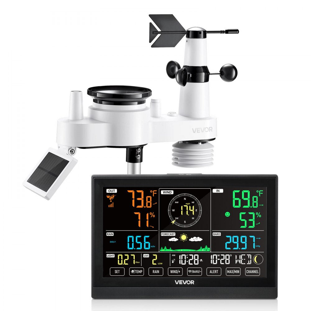 7-in-1 Wireless Weather Station 190.5 mm Display Indoor Outdoor Sensor