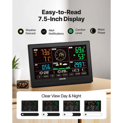 5-in-1 Wireless Weather Station 190.5 mm Display Indoor Outdoor Sensor