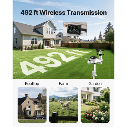 5-in-1 Wireless Weather Station 190.5 mm Display Indoor Outdoor Sensor