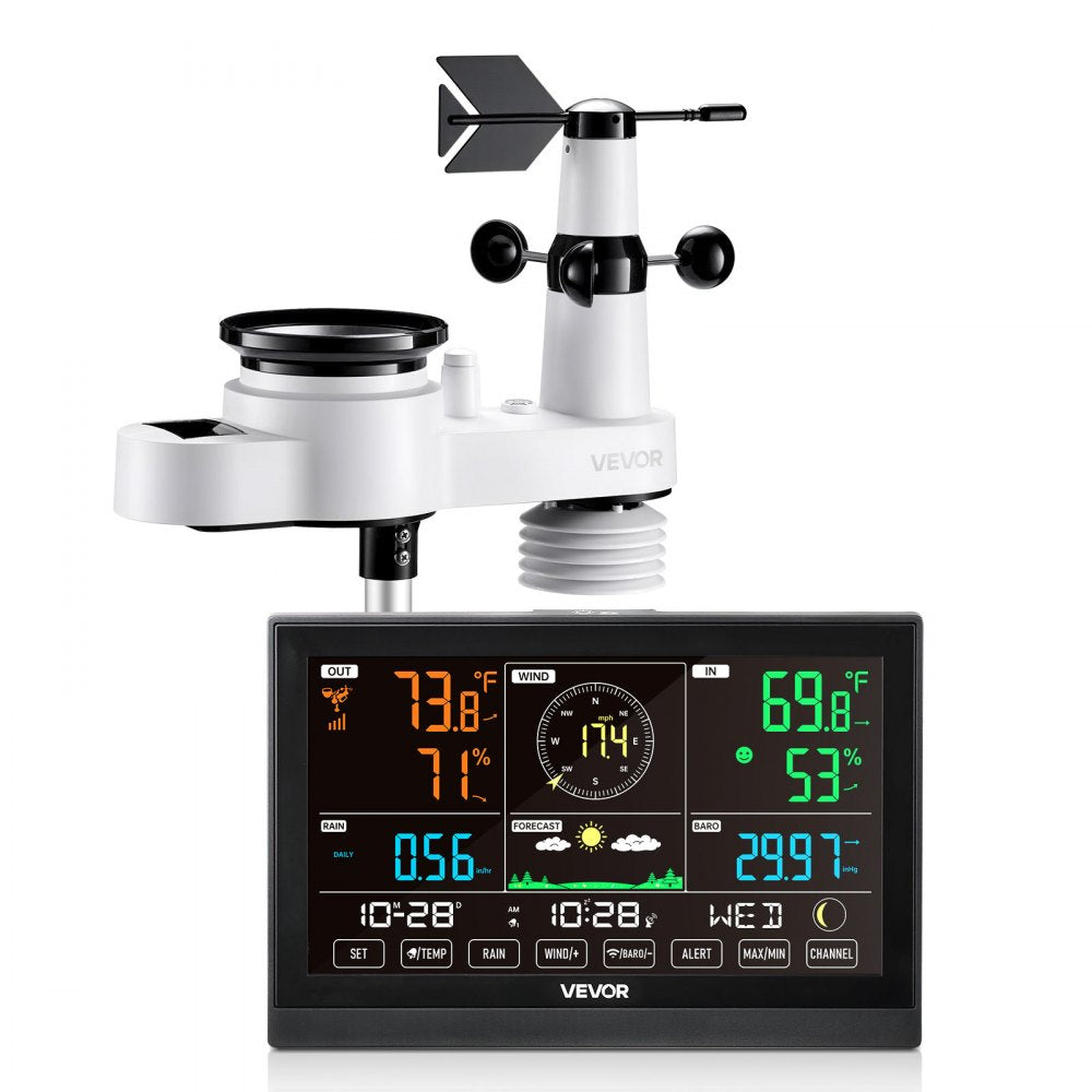 5-in-1 Wireless Weather Station 190.5 mm Display Indoor Outdoor Sensor
